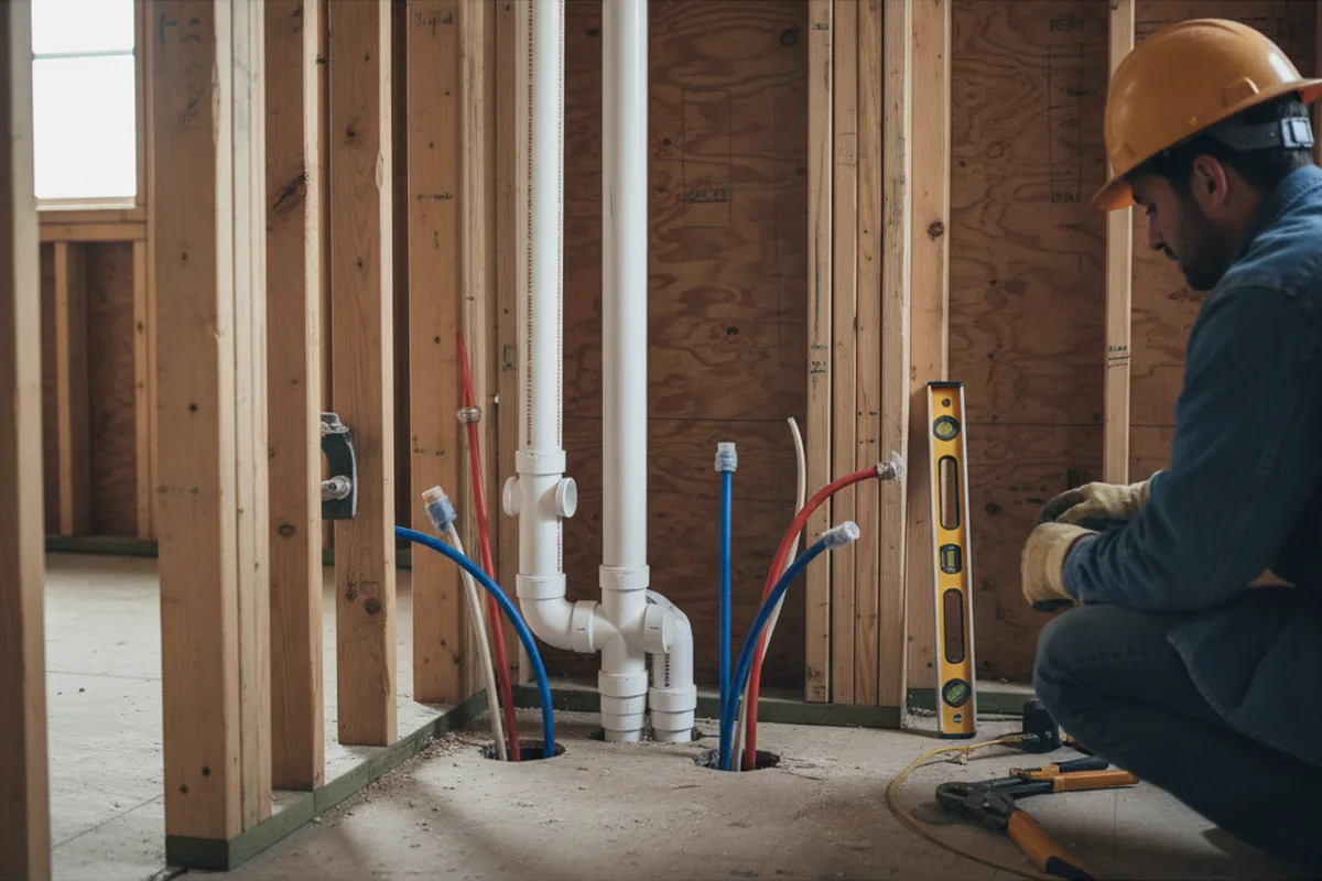 Drain and supply rough-in during Sump Pump Repair in Leasburg